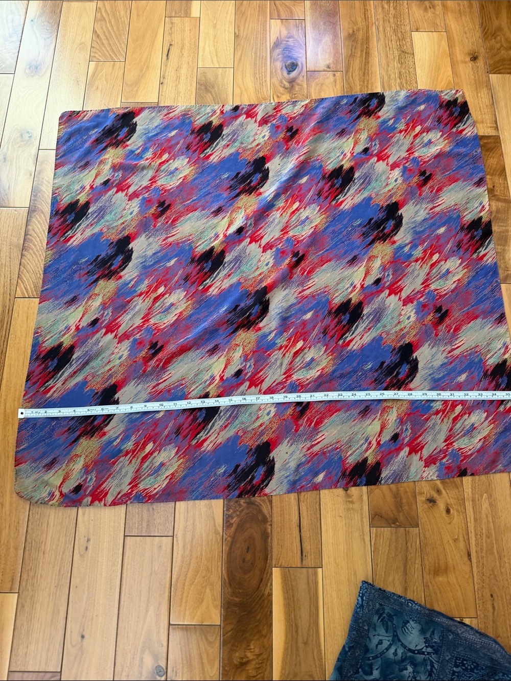 Abstract Brushstroke Fashion Scarf — Blue, Red & Black Accents